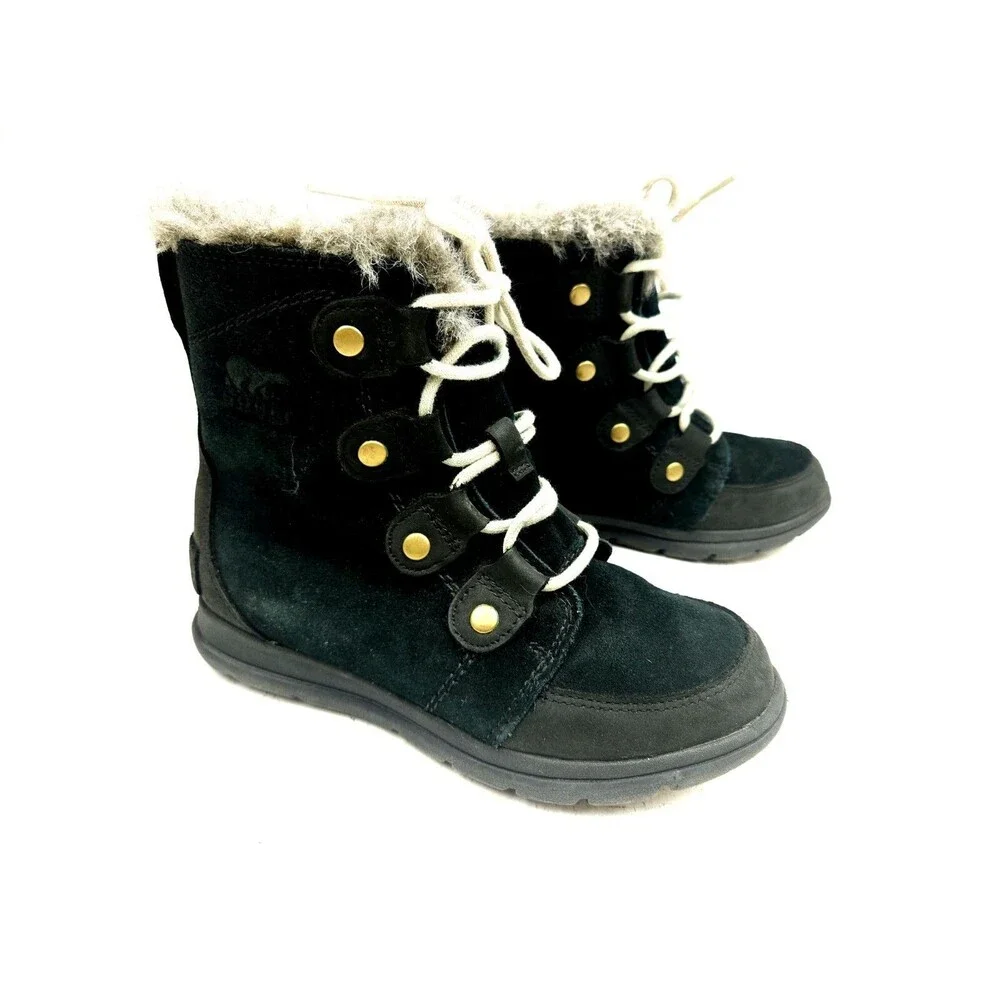 Sorel Women’s Boots, Insulated, Waterproof, Size 5, Explorer Joan Black Winter